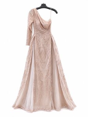 Catwalk 60158 Gold One-Shoulder Sequin Evening Gown
